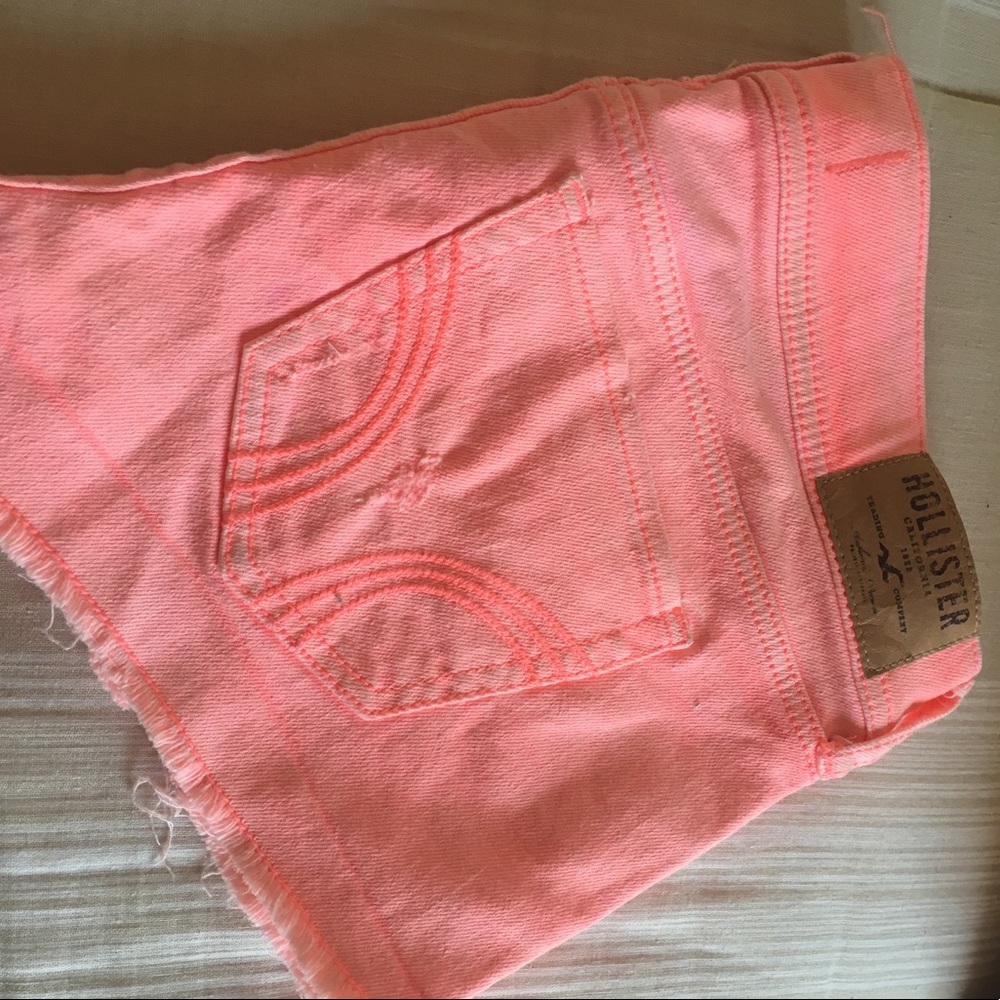 Hollister neon pink jean shorts
